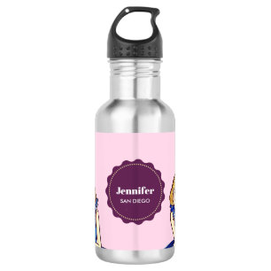 Donker Koningsblauwe Cocktailjurk Mode-illustratie Waterfles