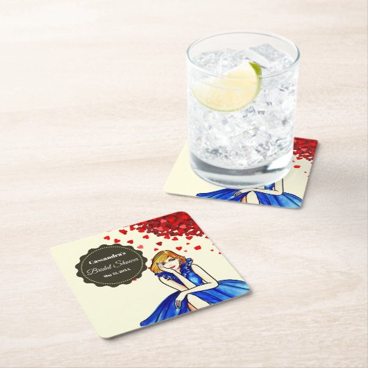 Donker koninklijkblauwe cocktailjurk Bruidsmeisjes Kartonnen Onderzetters (Insitu)