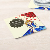 Donker koninklijkblauwe cocktailjurk Bruidsmeisjes Kartonnen Onderzetters (Schuin)