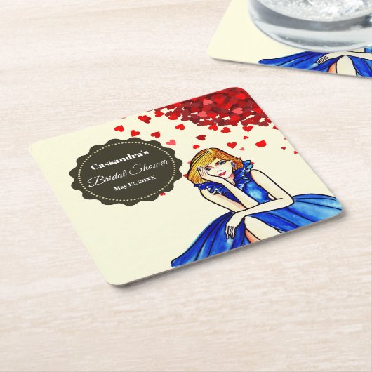 Donker koninklijkblauwe cocktailjurk Bruidsmeisjes Kartonnen Onderzetters (Schuin)