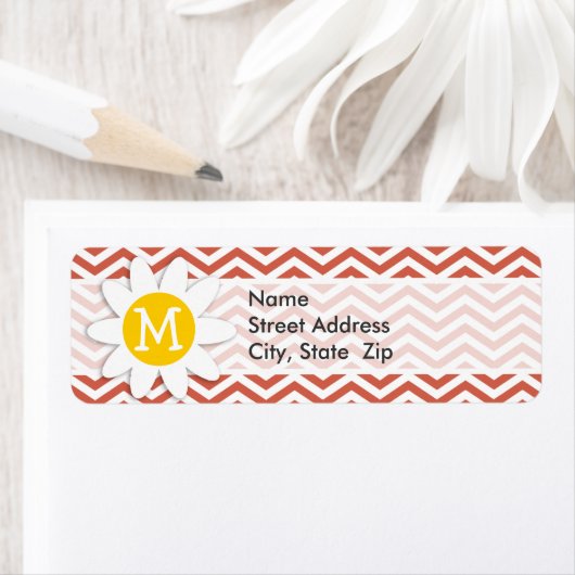 Donker koraal Chevron; Daisy Etiket (Insitu)