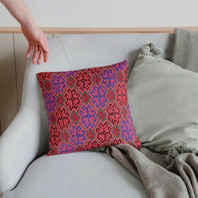  donker koraal marine rood turks kilim tapijt kussen (Creator heeft geüpload)