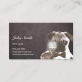 Donker leder bij het testen van wijn Sir Pug Visitekaartje (Voorkant)