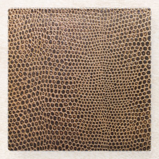 Donker leer: Elegante eenvoudige achtergrond Glazen Onderzetter (Voorkant)