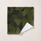 Donker leger groen zwart geometrisch mesh patroon bad handdoek (Wasdoekje)