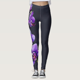 Donker leigrijs, Paarse orchidee Leggings