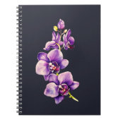 Donker leigrijs, Paarse orchidee spiraal Notitiebo Notitieboek (Voorkant)