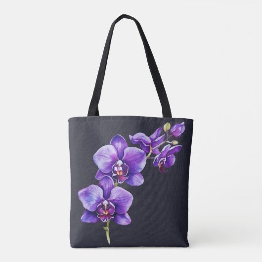 Donker leigrijs, Paarse orchidee Tas (Achterkant)