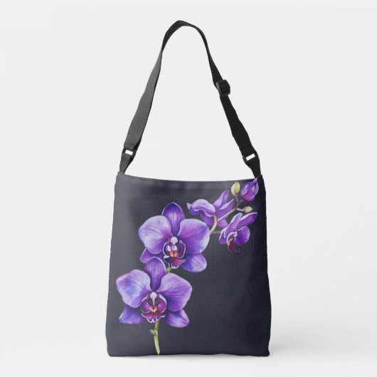 Donker leisteen grijs, Paarse Orchidee Cross Body  Crossbody Tas (Achterkant)