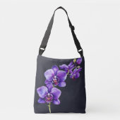 Donker leisteen grijs, Paarse Orchidee Cross Body  Crossbody Tas (Voorkant)