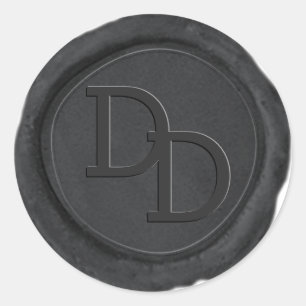 Donker leisteen grijs wax zegel monogram bruiloft