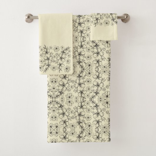 DONKER LICHT GELE BLOEMEN BAD HANDDOEK (Insitu)
