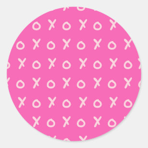 Donker & Licht Roze X O XO XO's Trendy Cute Ronde Sticker