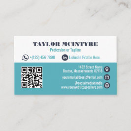 Donker & Lichtblauw Professionele Pictogrammen QR  Visitekaartje