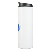 Donker & Lichtblauw Wit Bewerkbare Naam Monogram Thermosbeker (Geroteerd rechts)