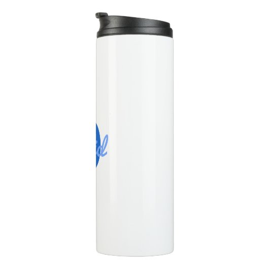 Donker & Lichtblauw Wit Bewerkbare Naam Monogram Thermosbeker (Geroteerd rechts)