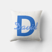 Donker & Lichtblauw Witte Bewerkbare Naam Monogram Kussen (Achterkant)