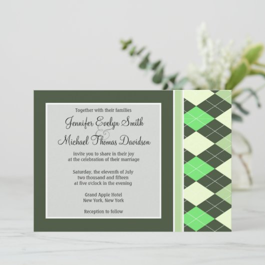 Donker & Lichtgroen Argyle Patroon Kaart (Staand voorkant)