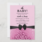 Donker & Lichtroze Glam Leopard Print Baby shower Kaart (Voorkant)