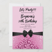 Donker & Lichtroze Glam Luipaard Print Sweet 16 Kaart (Voorkant)