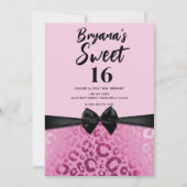Donker & Lichtroze Glam Luipaard Print Sweet 16 Kaart (Voorkant)