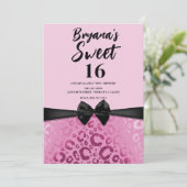 Donker & Lichtroze Glam Luipaard Print Sweet 16 Kaart (Staand voorkant)