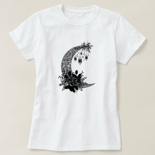  Donker Maan Star Zwart Bloem Retro Magic T-shirt (Design voorkant)