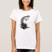  Donker Maan Star Zwart Bloem Retro Magic T-shirt (Voorkant)