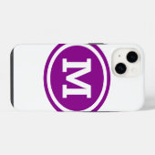 Donker Magenta en Witte Cirkel Monogram iPhone Hoesje (Achterkant horizontaal)