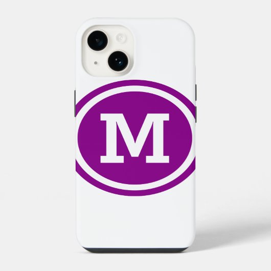 Donker Magenta en Witte Cirkel Monogram iPhone Hoesje (Achterkant)