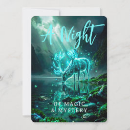 Donker Magisch Glanzend Cyaan Spirit Hert Fantasie Kaart