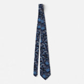 Donker Marine Azure Blauw Zwart Paisley Art Patter Stropdas (Achterkant)