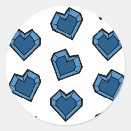 Donker Marine Blauw Edelsteen Hart Lattice Patroon Ronde Sticker