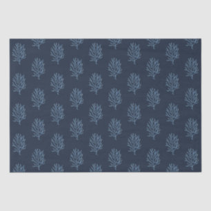 Donker Marine Blauw Marine Life Corals Patroon Tissuepapier