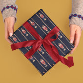 Donker marine Nussknacker retro kerstpatroon Cadeaupapier