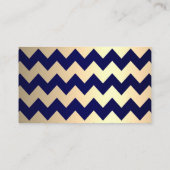 Donker marineblauw en gouden chevron en confetti-s plaatskaartje (Achterkant)