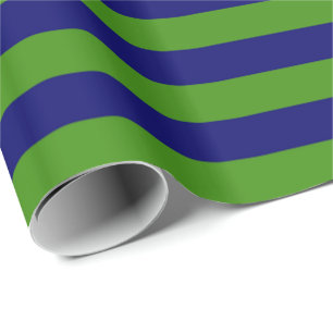 Donker marineblauw en groene streep cadeaupapier