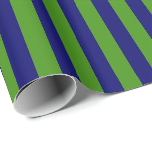Donker marineblauw en groene streep cadeaupapier