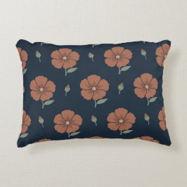 Donker marineblauw en terracotta bloemaccent lumba accent kussen