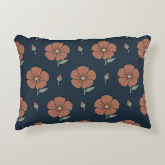 Donker marineblauw en terracotta bloemaccent lumba accent kussen