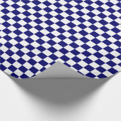 Donker marineblauw en wit geruit cadeaupapier (Hoek)