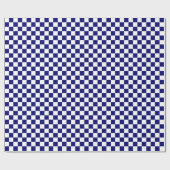 Donker marineblauw en wit geruit cadeaupapier (Vlak)