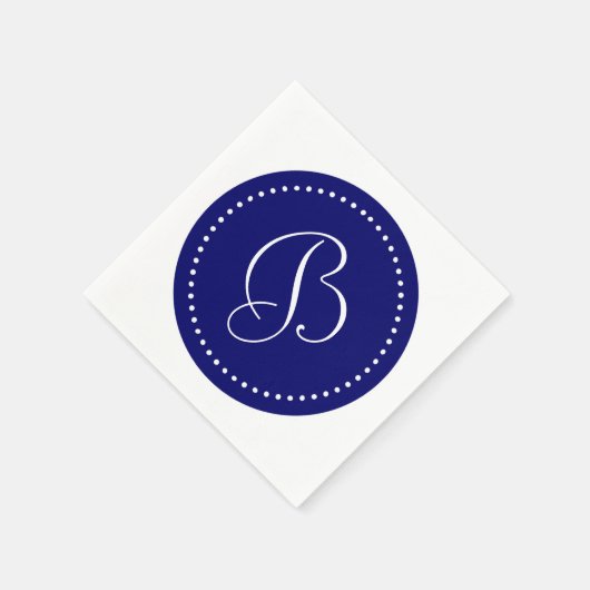 Donker Marineblauw en Wit Stip Monogram Servetten (Hoek)
