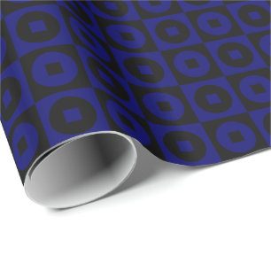 Donker marineblauw en zwart vierkant cirkel cadeaupapier