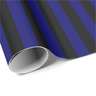 Donker marineblauw en zwarte streep cadeaupapier