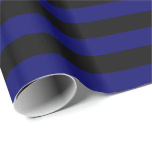 Donker marineblauw en zwarte streep cadeaupapier