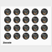 Donker marineblauw & goud roestige glamor boho-bru ronde sticker (Vel)