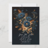 Donker Marineblauw Goud Rustic Glam Boho Bewaar de Kaart (Voorkant)