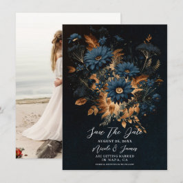 Donker Marineblauw Goud Rustic Glam Boho Bewaar de Kaart