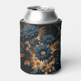 Donker marineblauw & goud rustieke bloemrijke glam blikjeskoeler